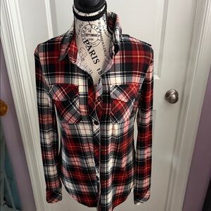 Red and Black Plaid Button-Up Shirt